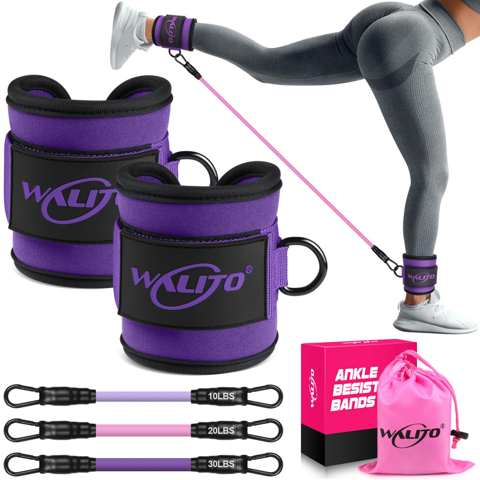 Walito Ankle Resistance Bands With Cuffs, Ankle Bands For Working Out, Ankle Straps For Women, Exercise Bands For Legs And Butt, Booty Workout Equipme
