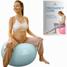 ProBody Pilates Ball de Grossesse - Ballon de Yoga pour la Grossesse avec Livre, Exercices Maternité (Mist, 55 cm)