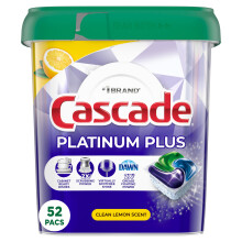 Cascade Platinum Plus Capsule Lavastoviglie, Detersivo Limone, 52 Pezzi
