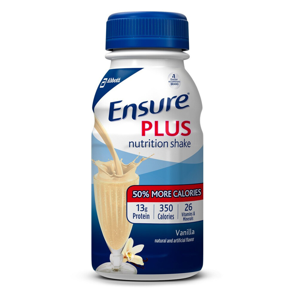 Abbott Ensure Plus Nutrition Shake With 16 Grams Of Protein, Meal Replacement Shakes, Vanilla, 8 Fl Oz, 6 Count