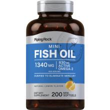 Piping Rock Mini Aceite de Pescado 1340mg | 200 Cápsulas Blandas | Suplemento Omega-3