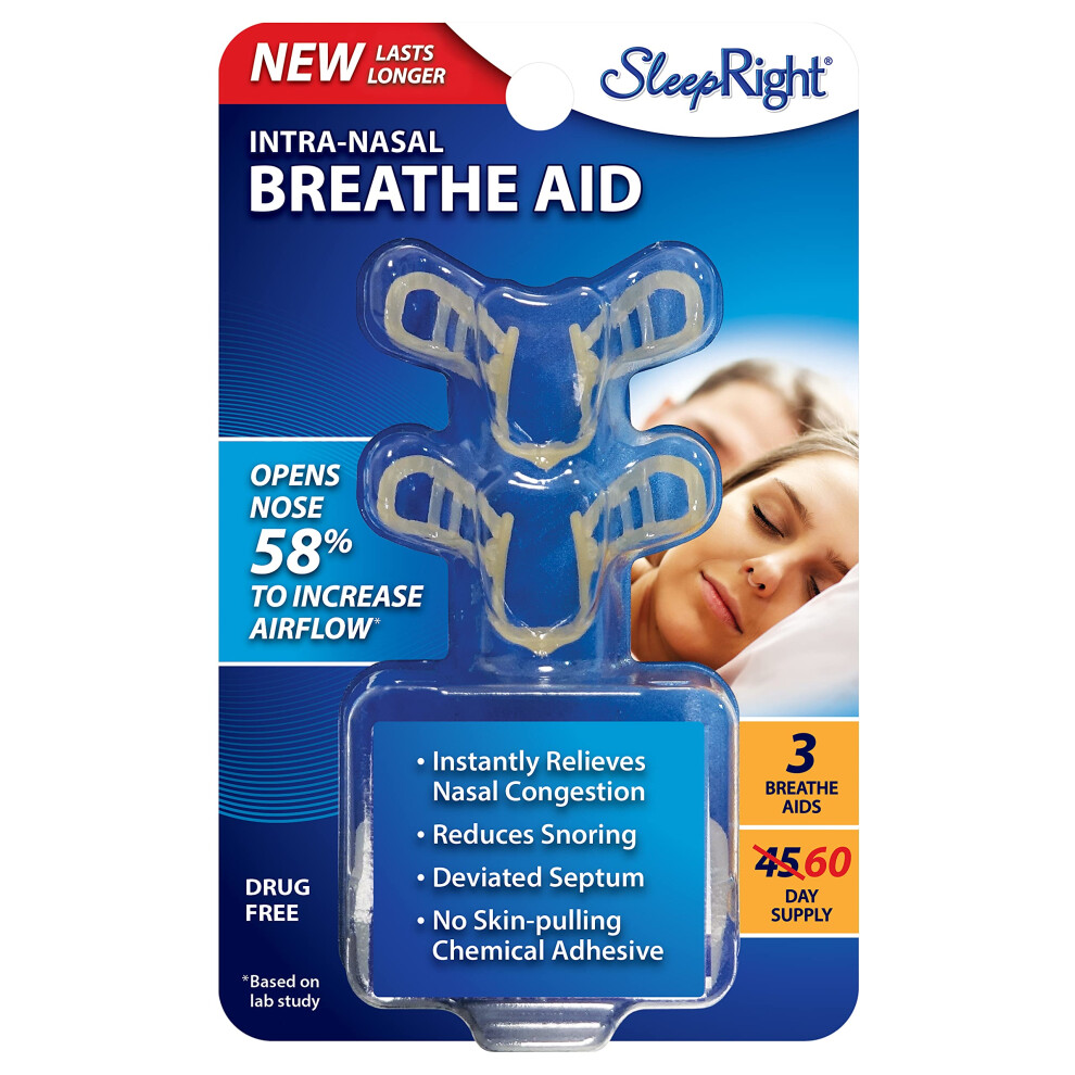 Sleepright New Intra-Nasal Breathe Aids Breathing Aids For Sleep Nasal Dilator - 3 Pack