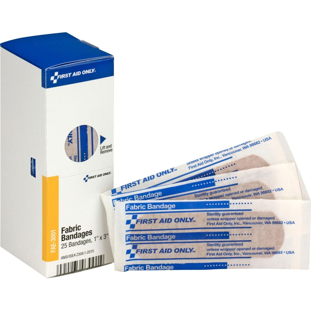 First Aid Only , Inc Fae3001 Fabric Bandages, 1" X 3", 25/Box