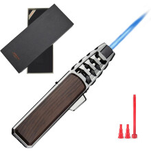 DOUBFIVSY Briquet à Gaz Torche avec Boîte Cadeau, Briquet Réglable et Rechargeable pour Cigare Grill