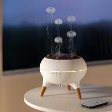 Humidificateur d'air Jellyfish dynamique & diffuseur d'huiles essentielles - 7 lumières changeantes, télécommande, minuterie 4H/8H
