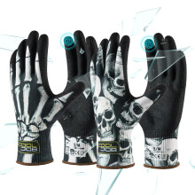 COOLJOB 2 Paar A4 schnittfeste Anglerhandschuhe, Touchscreen Sicherheitsarbeitshandschuhe mit Grip Nitril