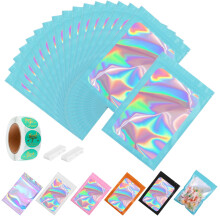 Paquete de 150 Bolsas Mylar Holográficas con Ventana Clara 7" x 10" 1 Cuartillo Bolsas de Aluminio Re sellables
