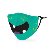 WEDDINGSTAR 3-Lags Tvättbar Barnmask Återanvändbar Justerbar med Filterficka - Liten Grön Monster