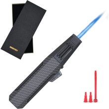 DOUBFIVSY Jet Torch Windproof Refillable Butane Lighter with Gift Box - Adjustable Flame Lighter for Cigar, Grill, BBQ, Camping (Carbon Fiber)