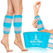 Vive Calf & Shin Ice Pack Wrap (Pair) - Extra Strength Hot & Cold Therapy for Shin Splints & Leg Pain - Adjustable Compression Straps to Stay in Place