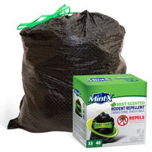 Sacs à ordures Mint-X répulsifs pour rongeurs, 33 gallons, 40 unités, noir