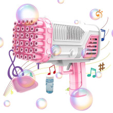 Bubble Blower 36 Holes Electric Bubble Shooting Toy with Lights Portable Fan Automatic Bubble Machine Summer Outdoor Toy Gift for Kids