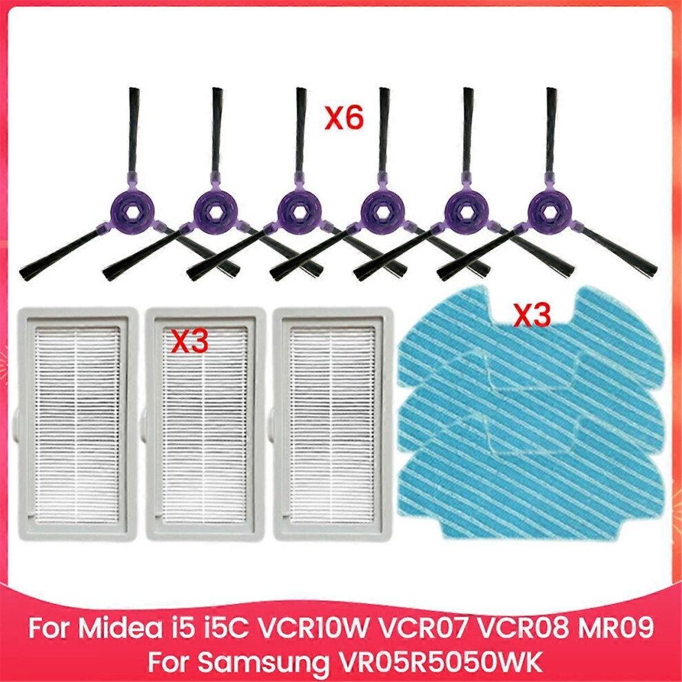For Midea I5 I5c Vcr10w Vcr07 Vcr08 Mr09 For Samsung Vr05r5050wk Replacement Parts Side Brush Hepa Filter Mop Cloth Kit Edition 0617 6913222328750