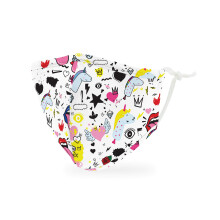 WEDDINGSTAR 3-Lagers Tvättbar Barnmask Justerbar med Filterfack - Doodles