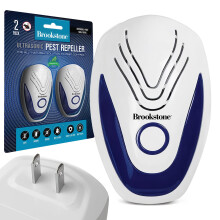 Brookstone Ultrasonic Pest Repeller - 2 Pack - Safe & Effective Chemical Free Pest Deterrent for Home