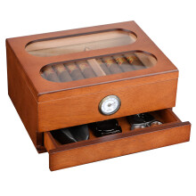 COOL KNIGHT Cigar Humidor med Framhygrometer, Fuktare och Tillbehörslådor