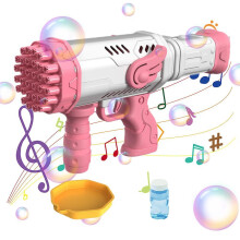 Cartoon Bubble Blower 32 Holes Automatic Bubble Machine Electric Fan with Lights for Party Favors Summer Toy Kids Birthday Gift