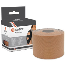 Body Sport Physio Tape, Kinesiologiband för stöd av muskler och leder - 2 tum x 5,5 yd - Naturlig