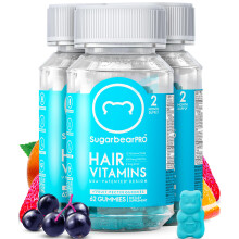 Sugarbear Hair Vitamin Gummy 6 Monate Vorrat Extra Stark Biotin 6000mcg, Wachstum für Männer & Frauen, Vegan