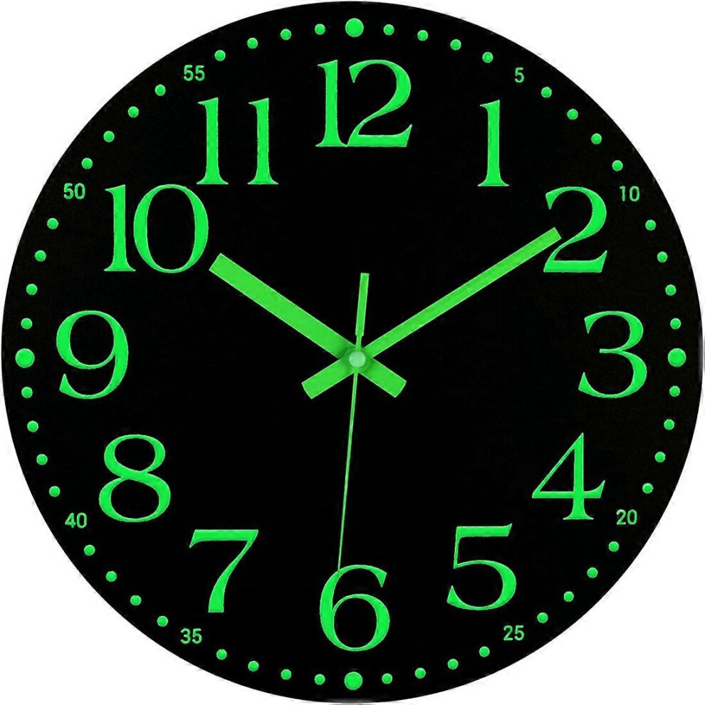 Luminous Wall Cloc,12 Inch Silent Non-Ticking Battery Operated Clock, Lighted Wall Clock Decoration Edition 0617 6913222324066