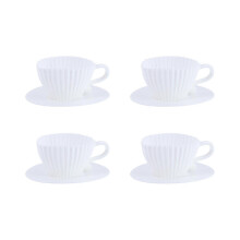 8pcs Cake Molds Set Silicone Baking Teacup With Saucer Reusable Cupcake Mold Mould (4 Cups And 4 Saucers) Edition 0617