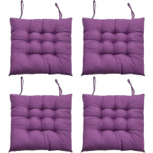 4-Piece Dining Chair Seat Cushion Set, 40 x 40cm Comfortable Dining Chair Cushion, Kitchen Chair Cushion with Tie-Straps (Purple) Edition 0617