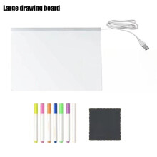 (L) LED Note Board Night Light with 7 Colors Pen Lighted Acrylic Drawing Board Glowing Message Marker Board for Kids Adults