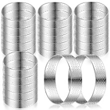 20Pcs Perforated Tart Rings Round Tart Ring Stainless Steel Tart Rings for Dessert Mousse Home Food Edition 0618