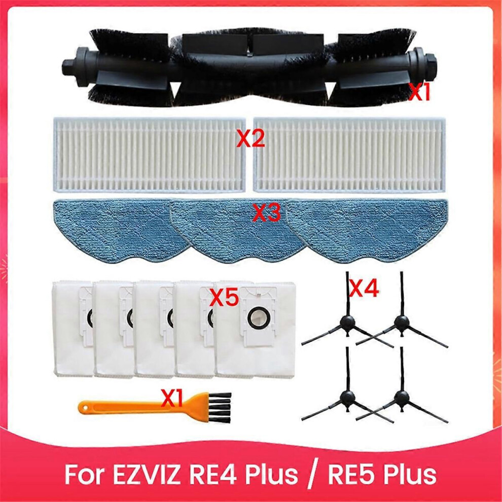 For Ezviz Re4 Plus / Re5 Plus Main Side Brush Hepa Filter Mop Cloth Edition 0618 6913222337783