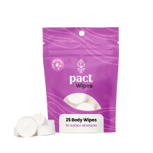 PACT Wipes för Camping och Backpacking (25-Pack) | Komprimerade Stora Wipes för Kropp, Händer, Bad, Dusch