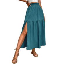 Women'S Flowy Maxi Skirts Boho Summer Elastic Waisted Pleated A Long Skirt S