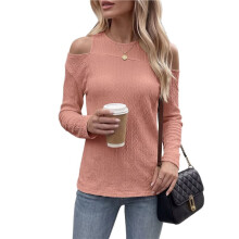 Women'S Cold Shoulder Tops Long Sleeve Textured Going Out T-Shirts for Women Casual Tunic Tops Leather Powder S