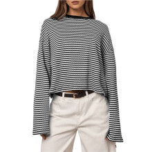 Women Y2k Long Sleeve Fairy Grunge Striped Baggy Tees Shirts 2000s Aesthetic Sweater Crop Tops Black S