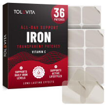 TOLEVITA Parche de Hierro - 36 Parches Transparentes para Energía, Concentración y Bienestar