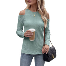 Women'S Cold Shoulder Tops Long Sleeve Textured Going Out T-Shirts for Women Casual Tunic Tops Deep Green S