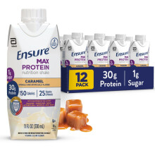 Ensure Max Protein Shake | Karamel | Klaar om te Drinken | 30g Eiwit voor Spiergezondheid | 1g Suiker, 4g Vezel | 11 fl oz, 12 Pack