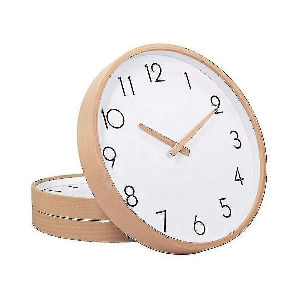 Silent Sweep Solid Wood Literary Clock, Simple Design, Nordic Wooden Clock, Wooden Wall Clock Edition 0618 6913222339343