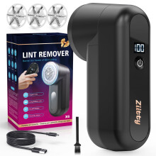 Quitar Pelusas, Removedor de Pelusas Ziitty, Recargable Tipo-C con Pantalla LCD y 6 Cuchillas