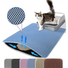 (Blue, 40x50cm) Cat Litter Mat Double Layer Pet Non Slip Big Pet Litter Box Filter MatWear Resistant Waterproof Anti-slip Cat Litter Mat