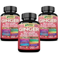 Parrox Ginger Zwarte Zaad Olie Ashwagandha Kurkuma Bladderwrack Burdock Zeewier Vitamine C D3