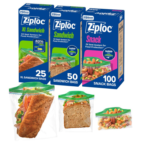 Ziploc 175 Styck Sandwich- och Snackpåsar med EasyGuide Textur