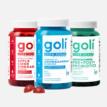 Goli Zero Azúcar Trio- Primer 3-en-1 Pre, Post, Probiótico, Vinagre de Manzana con B12 y Probióticos