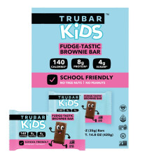 TRUBAR Kids Eiwitrepen, Fudge-Tastic Brownie, Plantaardige Eiwit, Glutenvrij, Schoolvriendelijke Snacks