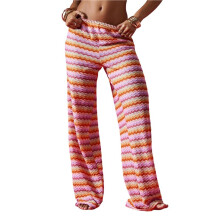 Women'S Beach Cover Pants Crochet Drawstring Elastic Boho Swimsuit Cover Long Pants Colorful S