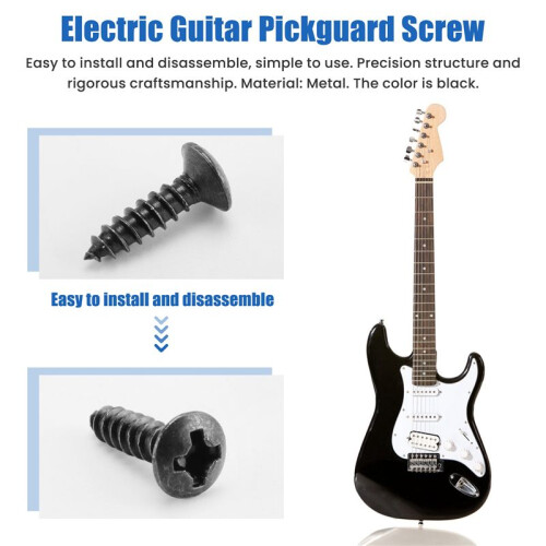 100 St Svarta Gitarrvalsskruvar för  Strat/Tele Elgitarrbas
