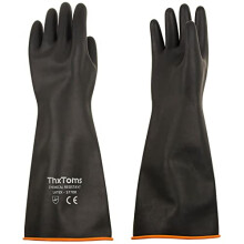Guantes de Látex Pesados ThxToms, Resistentes a Ácidos, Álcalis y Aceites, 18", 1 Par