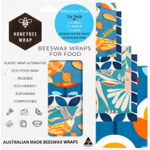 Honeybee Återanvändbara Bivax Wraps för Mat | 5 Pack | Handgjord i Australien | Ekologisk, Biologisk, Bivax för Skålskydd