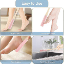 (Pink) Toe Cleaning Brush,Foot Scrubber in Shower Long- Handled Toe Lotion Applicator for Seniors,Elderly