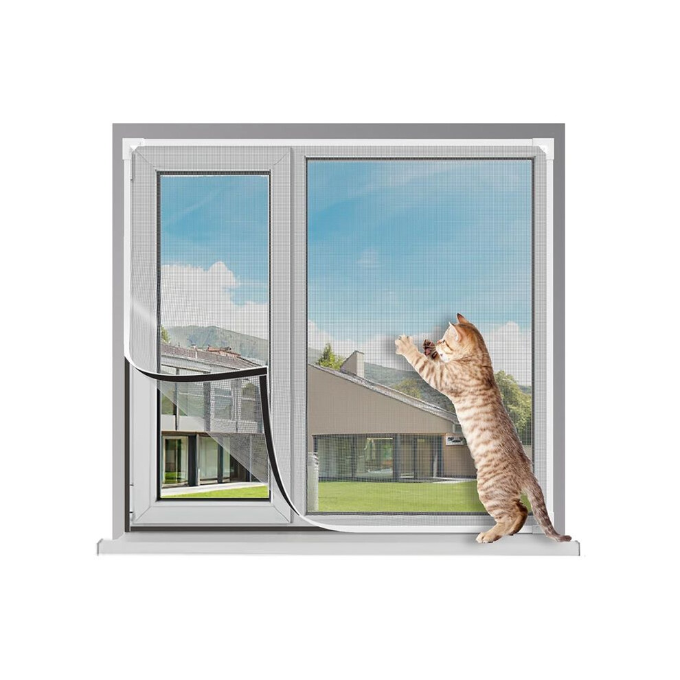 Magnetic Window Screen Adjustable Diy Window Net Screens Mesh Max 39 X 59Inch Fiberglass Grey Mesh For House Windows 4714149750967