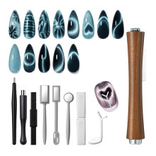 Conjunto de Ímãs Olho de Gato para Unhas, Caneta Magnética Potente com Formato de Coração e Ponta Dupla Quadrada para Design de Unhas com Ímãs